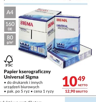 Papier kserograficzny Universal A4 Sigma promocja w Makro