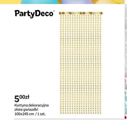 Kurtyna dekoracyjna złote gwiazdki 100x245 cm PartyDeco promocja w Empik