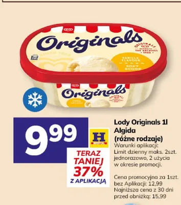 Lody Originals Algida (różne rodzaje) promocja w Hitpol