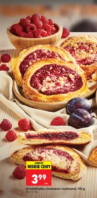 Drożdżówka z kremem i malinami promocja w Biedronka