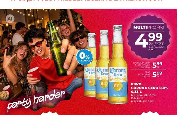 Piwo bezalkoholowe Corona Cero promocja w Duży Ben