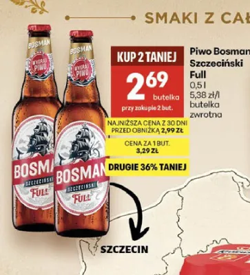 Piwo Bosman Szczeciński Full promocja w Delikatesy Centrum