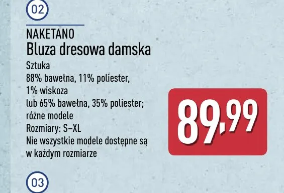 Bluza dresowa damska Naketano promocja w Aldi
