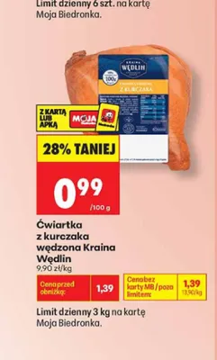 Ćwiartka z kurczaka wędzona Kraina Wędlin promocja w Biedronka