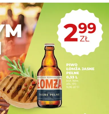 Piwo Łomża Jasne Pełne promocja w Duży Ben