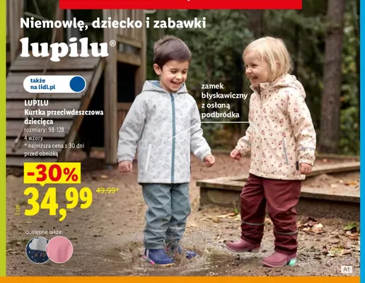 Kurtka przeciwdeszczowa dziecięca Lupilu promocja w Lidl