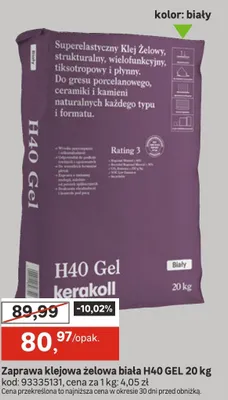 Zaprawa klejowa żelowa biała H40 GEL promocja w Leroy Merlin