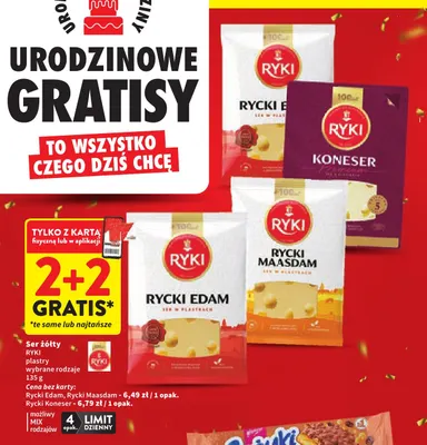 Ser żółty Rycki Edam w plastrach Ryki promocja w Intermarche