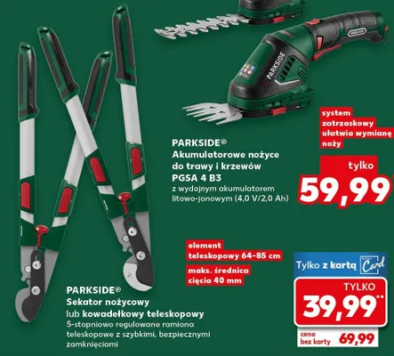 Akumulatorowe nożyce do trawy i krzewów PGSA 4 B3 promocja w Kaufland