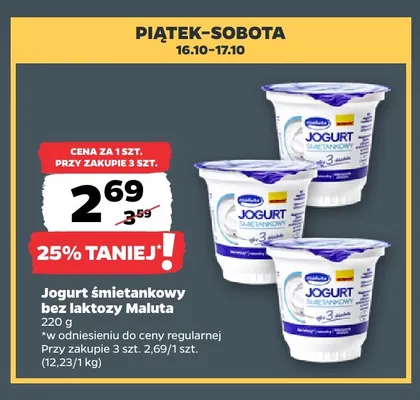 Jogurt śmietankowy bez laktozy Maluta promocja w Netto