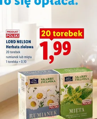 Herbata ziołowa Lord Nelson Skarby Zielnika mięta promocja w Lidl