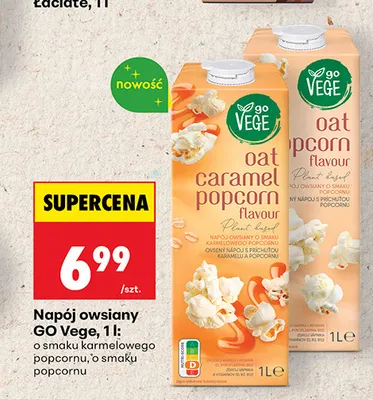 Napój owsiany Go Vege o smaku popcornu promocja w Biedronka