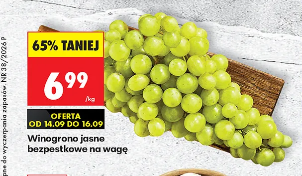 Winogrona jasne bezpestkowe na wagę promocja w Biedronka