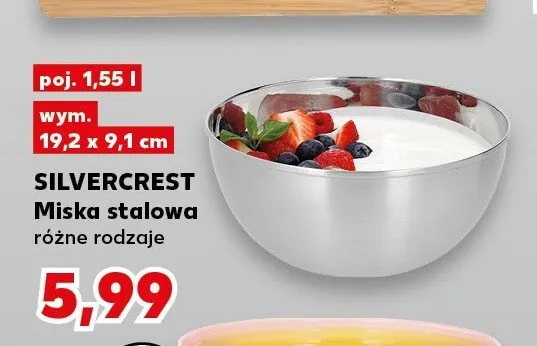 Miska stalowa Silvercrest 1,55 l promocja w Kaufland