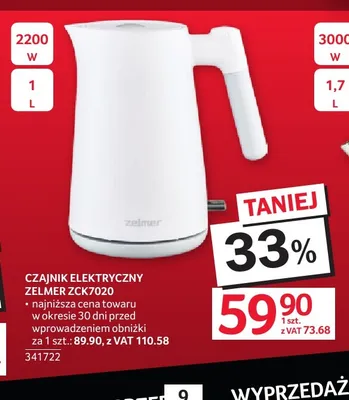 Czajnik elektryczny Zelmer ZCK7020 promocja w Selgros