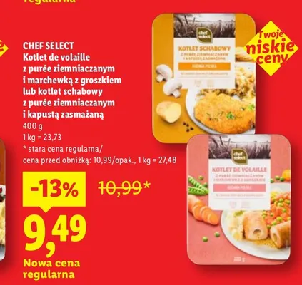 Kotlet de volaille z purée ziemniaczanym i marchewką z groszkiem Chef Select promocja w Lidl