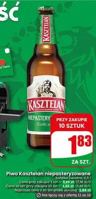 Piwo Kasztelan niepasteryzowane butelka zwrotna promocja w Dino