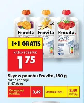 Skyr w pouchu Fruvita jagoda promocja w Biedronka