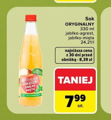Sok jabłko-mięta Oryginalny Sok promocja w Carrefour