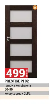 Drzwi PRESTIGE PI 02 ramowa konstrukcja 60-90 kolory z grupy CLPL promocja w Merkury Market