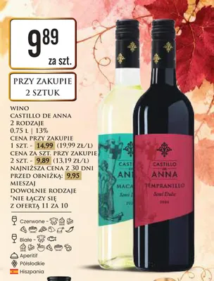 Wino Castillo de Anna Macabeo białe półsłodkie promocja w Dino