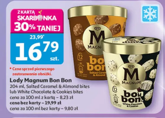 Lody Magnum Bon Bon White Chocolate & Cookies bites promocja w Auchan