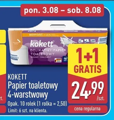 Papier toaletowy 4-warstwowy Kokett promocja w Aldi