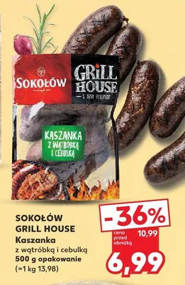 Kaszanka z wątróbką i cebulką Sokołów Grill House promocja w Kaufland