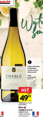 Wino Chablis A.D.P. białe, wytrawne promocja w Intermarche