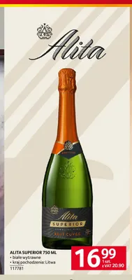 Wino musujące Alita Superior białe wytrawne promocja w Selgros