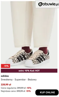 Sneakersy Superstar beżowy Adidas promocja w eobuwie.pl