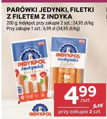 Parówki Jedynki z Filetem z Indyka Indykpol promocja w Stokrotka