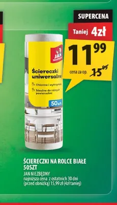 Ściereczki na rolce białe Jan Niezbędny promocja w Arhelan