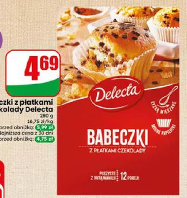 Babeczki z płatkami czekolady Delecta promocja w Dino
