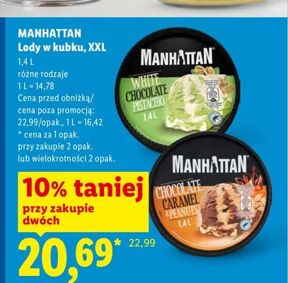 Lody Chocolate Caramel & Peanuts Manhattan XXL promocja w Lidl