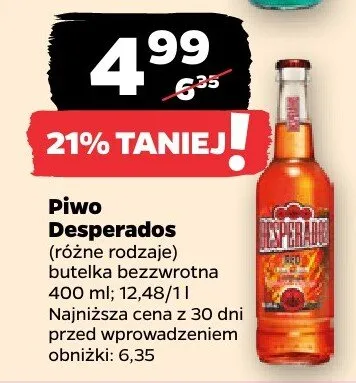 Piwo Desperados różne rodzaje butelka bezwrotna promocja w Netto