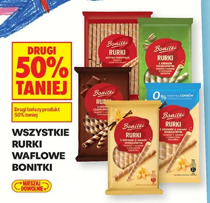 Rurki waflowe Bonitki z kremem o smaku waniliowym promocja w Biedronka
