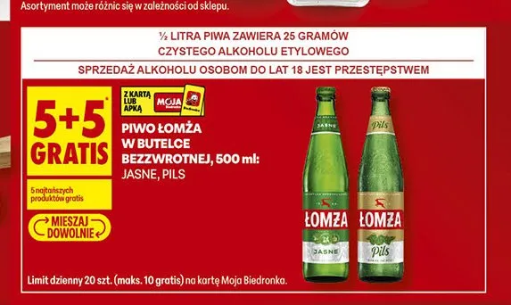 Piwo Łomża Pils promocja w Biedronka