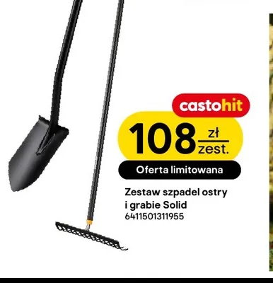 Zestaw szpadel ostry i grabie Solid Fiskars promocja w Castorama