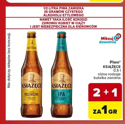 Piwo Książęce Złote Pszeniczne promocja w Carrefour Market