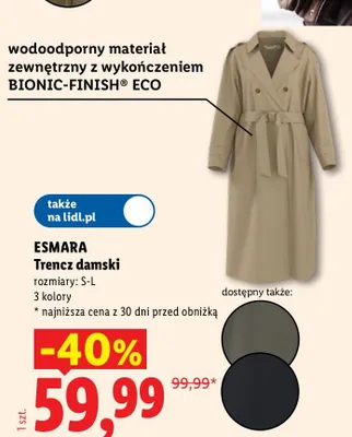 Trencz damski Esmara promocja w Lidl