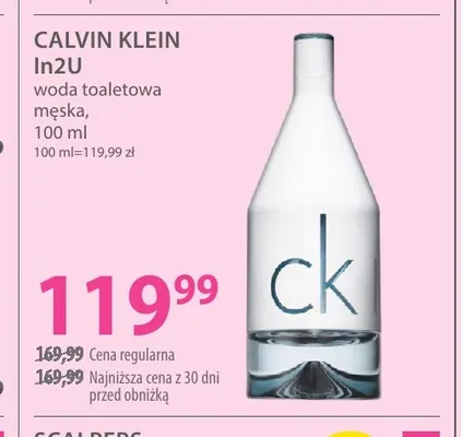 Woda toaletowa męska In2U Calvin Klein promocja w Hebe
