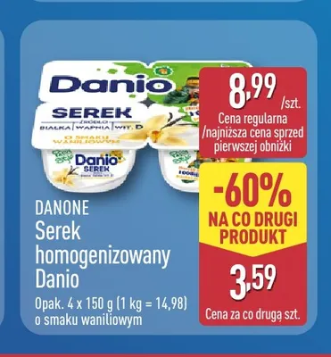 Serek homogenizowany Danio o smaku waniliowym 4-pak promocja w Aldi