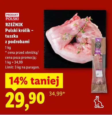 Polski królik - tuszka z podrobami promocja w Lidl