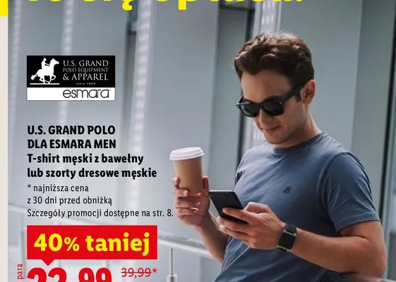 T-shirt męski z bawełny U.S. Grand Polo promocja w Lidl