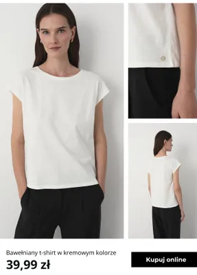 T-shirt bawełniany Greenpoint kremowy promocja w Greenpoint