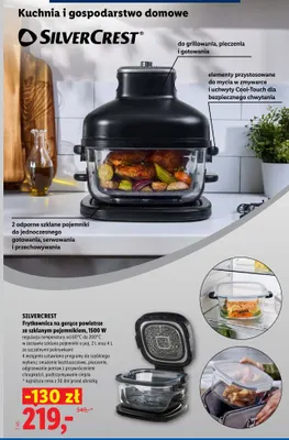 Frytkownica na gorące powietrze ze szklanym pojemnikiem Silvercrest 1500W promocja w Lidl