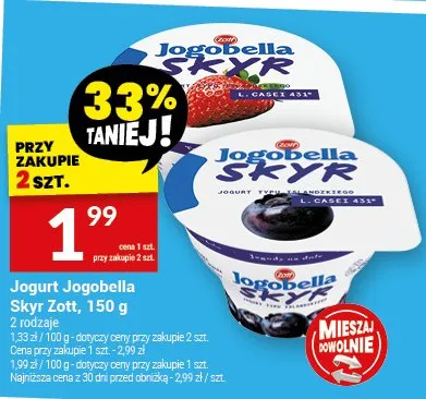 Jogurt Jogobella Skyr Zott promocja w Twój Market