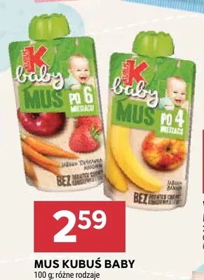 Mus Kubuś Baby Jabłko Truskawka Marchewka po 6 miesiącu promocja w Stokrotka