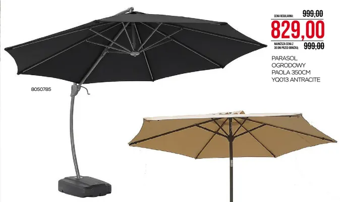 Parasol ogrodowy Paola 350 cm YQ013 Antracite promocja w Abra Meble